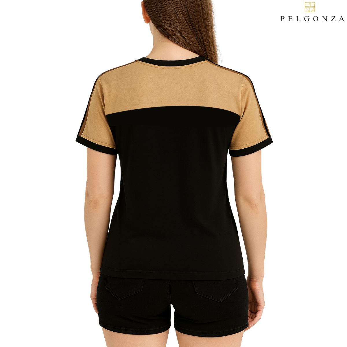 Stratos by Pelgonza – Unisex Cotton T-Shirt | Black & Beige Contrast with Retro Stripes | Stylish & Comfortable