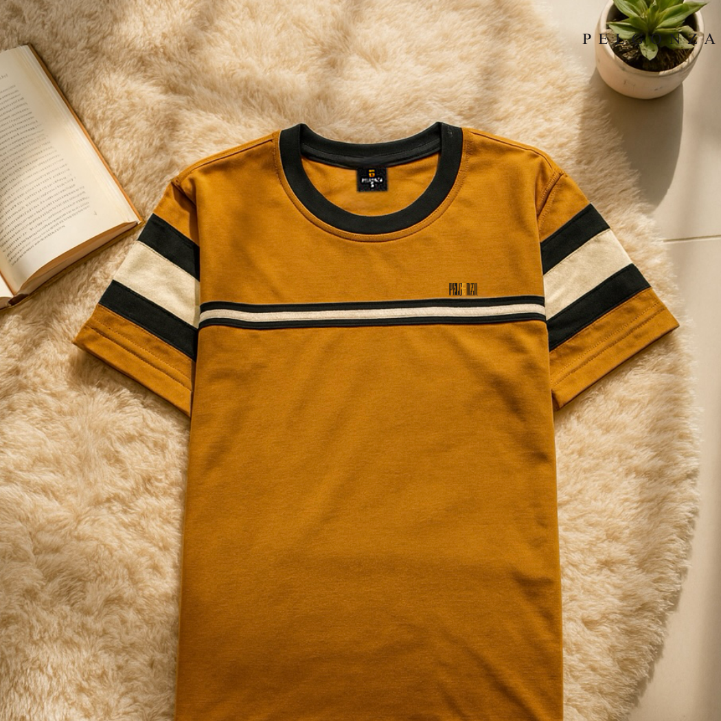 Pelgonza Dark Mustard T-shir t| Retro Korean Streetwear Cotton Tee | Casual Short Sleeve Crewneck Top for Men & Women | Trendy Oversized Fit | Comfortable Everyday Outfit | Sizes S-3XL |