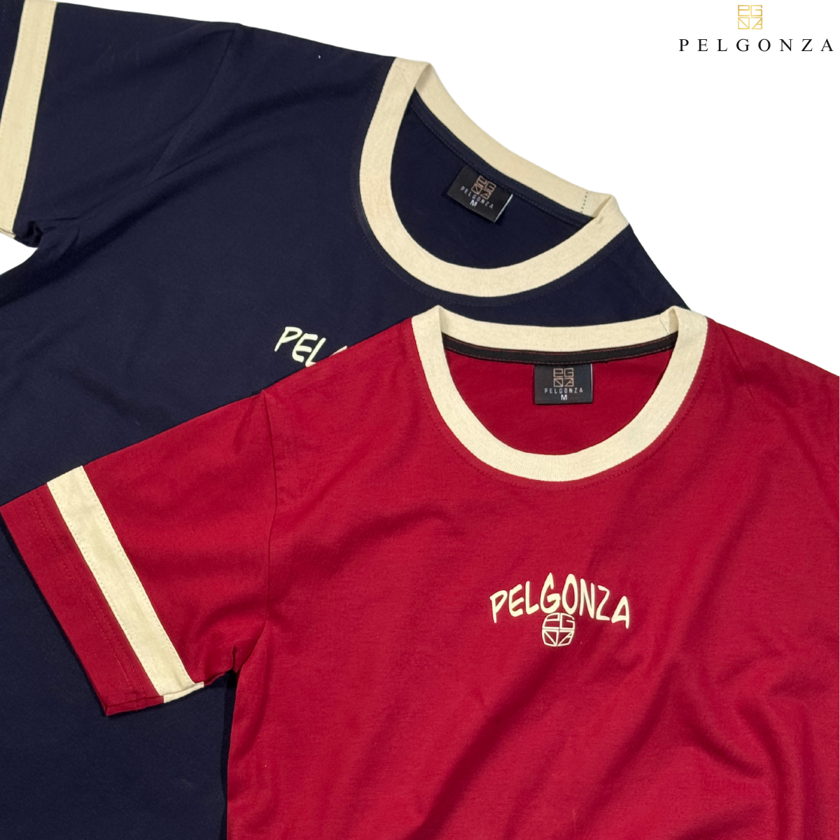 Pelgonza Sport and Vintage vibe T-shirt in Navy and Reddish Maroon