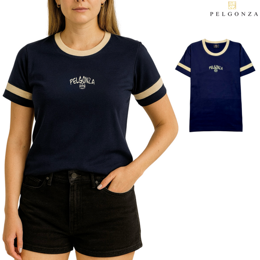 Pelgonza Sport and Vintage vibe T-shirt in Navy and Reddish Maroon