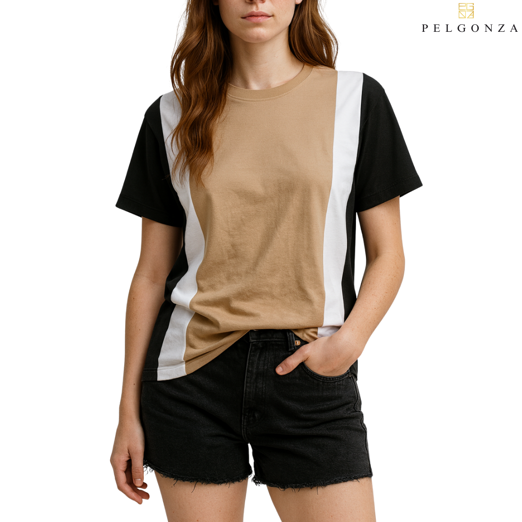PELGONZA Unisex Color Block T-Shirt | Retro Korean Streetwear Cotton Tee | Casual Short Sleeve Crewneck Top for Men & Women | Trendy Oversized Fit | Comfortable Everyday Outfit | Sizes S-3XL |