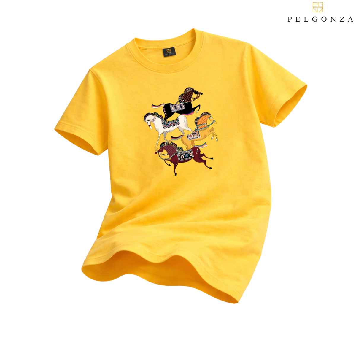 PELGONZA Unisex | 4 Horse – Korean Inspired Cotton T-Shirt, Soft & Trendy Casual Fit