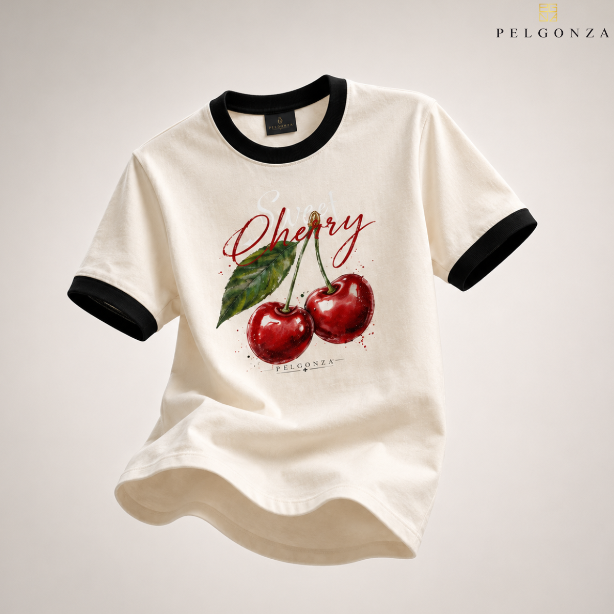 PELGONZA Unisex | Powder blue, Off White | Cherry design – Korean Inspired Cotton T-Shirt, Soft & Trendy Casual Fit