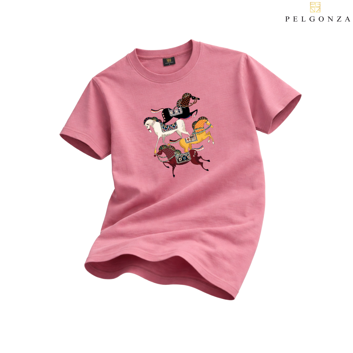 PELGONZA Unisex | 4 Horse – Korean Inspired Cotton T-Shirt, Soft & Trendy Casual Fit