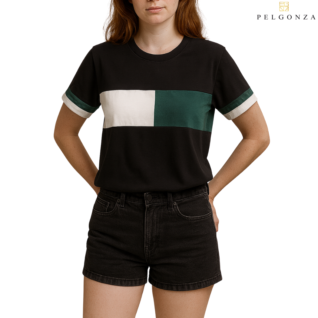 PELGONZA Unisex Color Block Tee – Korean Inspired Cotton T-Shirt, Soft & Trendy Stylish Casual Fit