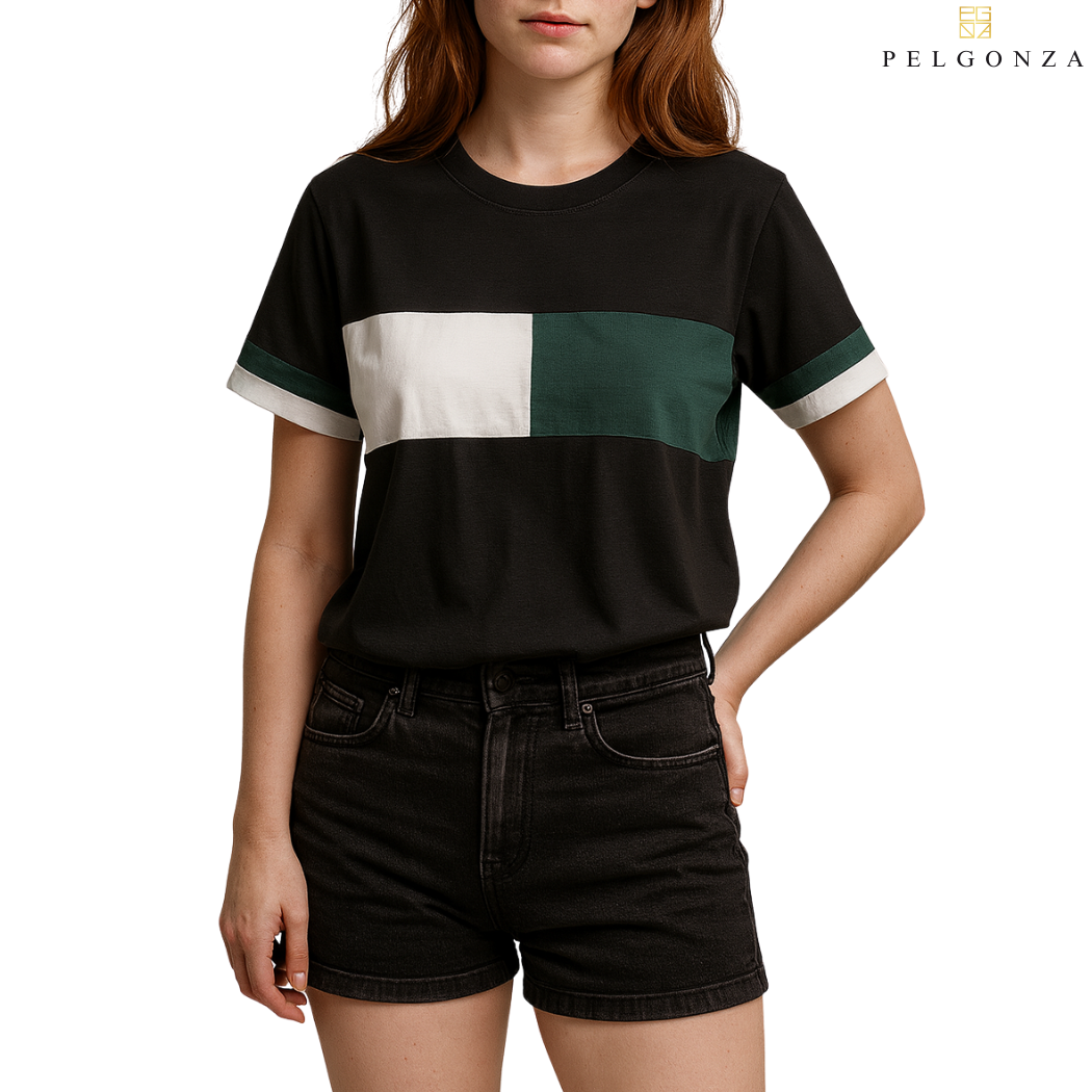PELGONZA Unisex Color Block Tee – Korean Inspired Cotton T-Shirt, Soft & Trendy Stylish Casual Fit