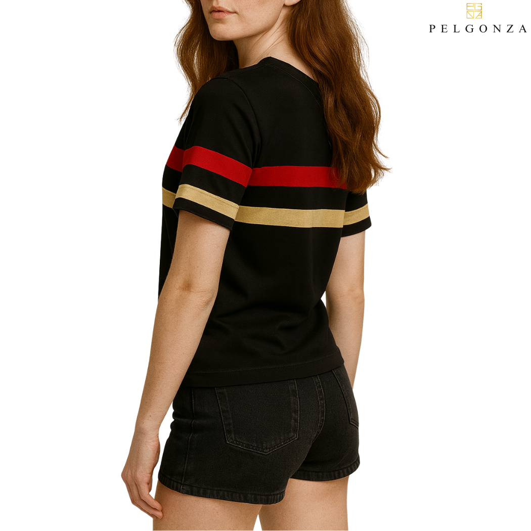 PELGONZA Unisex V-neck Color Block T-Shirt | Retro Korean Streetwear Cotton Tee | Casual Short Sleeve Crewneck Top for Men & Women | Trendy Oversized Fit | Comfortable Everyday Outfit | Sizes S-3XL |