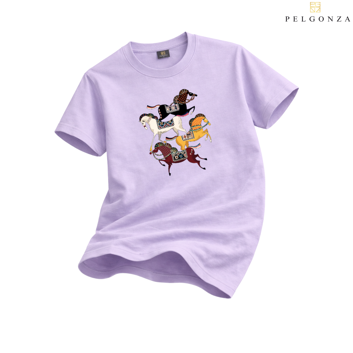 PELGONZA Unisex | 4 Horse – Korean Inspired Cotton T-Shirt, Soft & Trendy Casual Fit