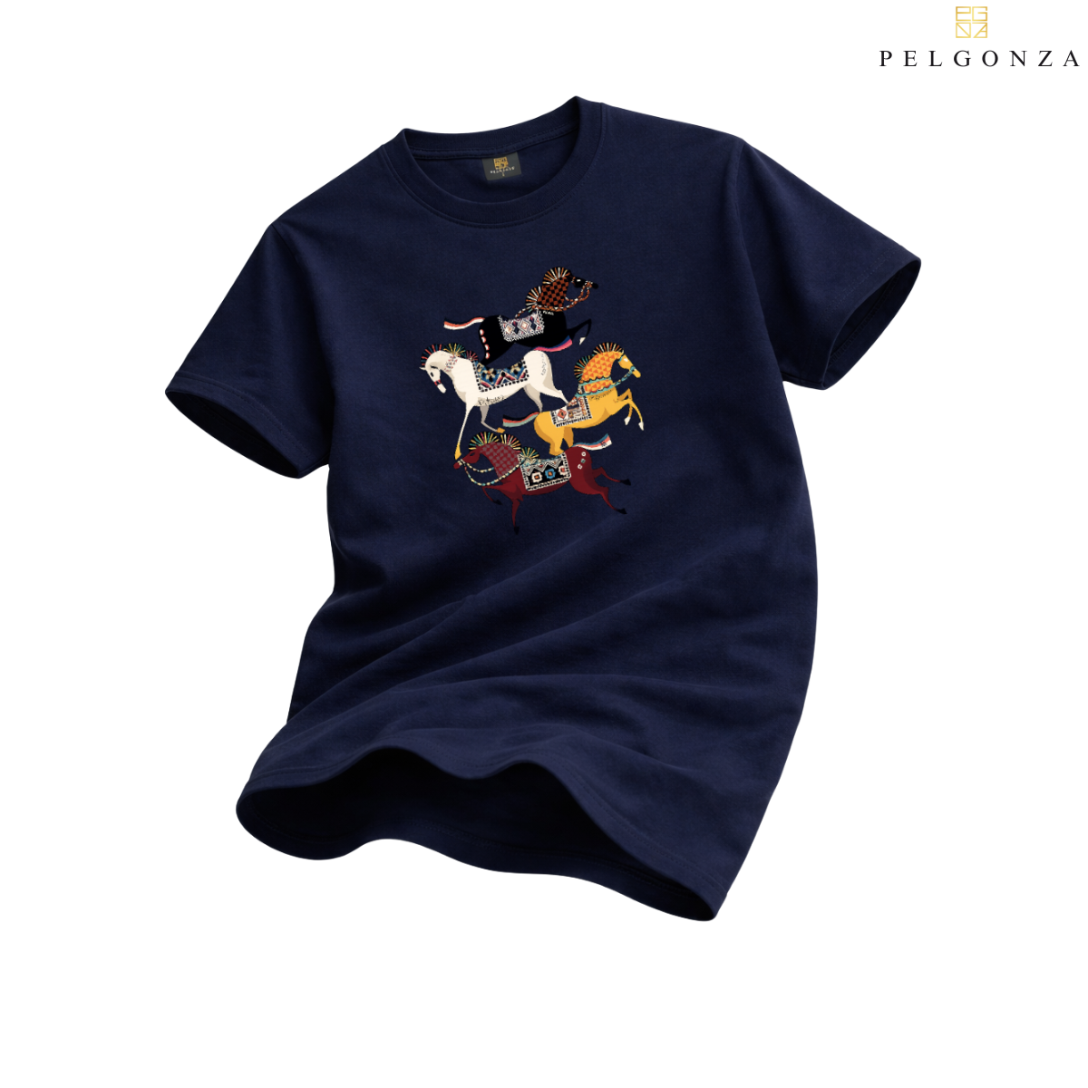 PELGONZA Unisex | 4 Horse – Korean Inspired Cotton T-Shirt, Soft & Trendy Casual Fit