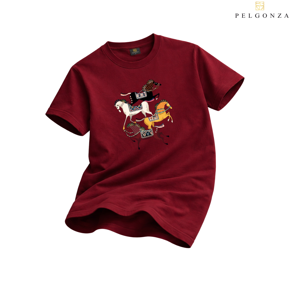PELGONZA Unisex | 4 Horse – Korean Inspired Cotton T-Shirt, Soft & Trendy Casual Fit