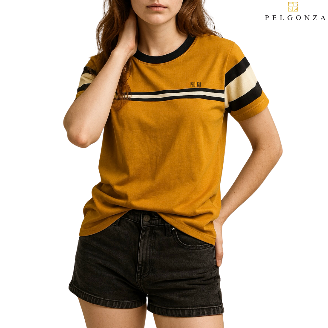 Pelgonza Dark Mustard  T-shir t| Retro Korean Streetwear Cotton Tee | Casual Short Sleeve Crewneck Top for Men & Women | Trendy Oversized Fit | Comfortable Everyday Outfit | Sizes S-3XL |