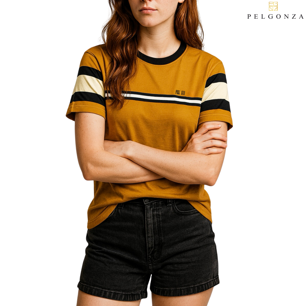 Pelgonza Dark Mustard  T-shir t| Retro Korean Streetwear Cotton Tee | Casual Short Sleeve Crewneck Top for Men & Women | Trendy Oversized Fit | Comfortable Everyday Outfit | Sizes S-3XL |