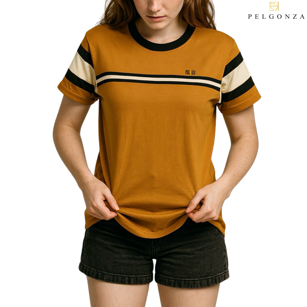 Pelgonza Dark Mustard  T-shir t| Retro Korean Streetwear Cotton Tee | Casual Short Sleeve Crewneck Top for Men & Women | Trendy Oversized Fit | Comfortable Everyday Outfit | Sizes S-3XL |