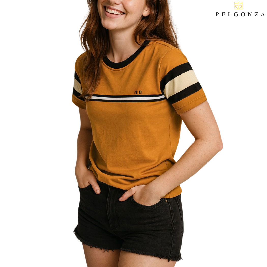 Pelgonza Dark Mustard  T-shir t| Retro Korean Streetwear Cotton Tee | Casual Short Sleeve Crewneck Top for Men & Women | Trendy Oversized Fit | Comfortable Everyday Outfit | Sizes S-3XL |