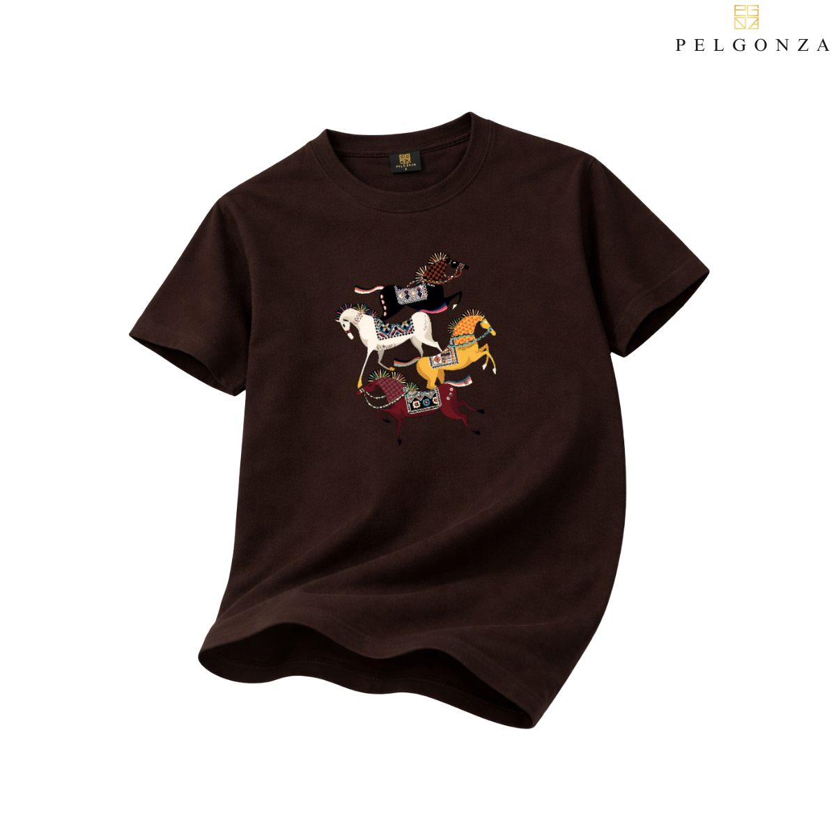 PELGONZA Unisex | 4 Horse – Korean Inspired Cotton T-Shirt, Soft & Trendy Casual Fit