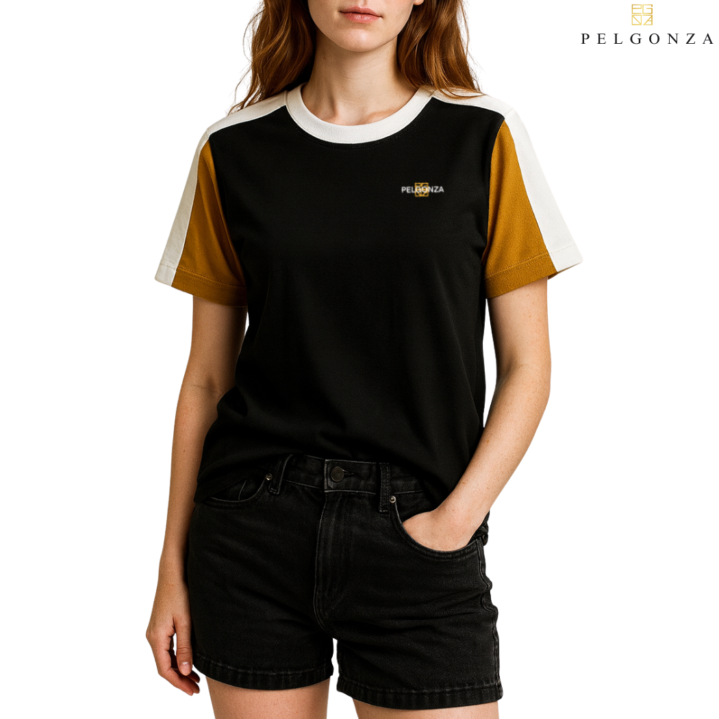 PELGONZA Unisex Color Block Tee – Korean Inspired Cotton T-Shirt, Soft & Trendy Stylish Casual Fit