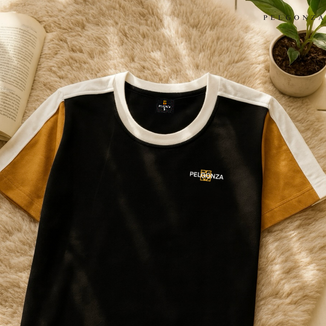 PELGONZA Unisex Color Block Tee – Korean Inspired Cotton T-Shirt, Soft & Trendy Stylish Casual Fit