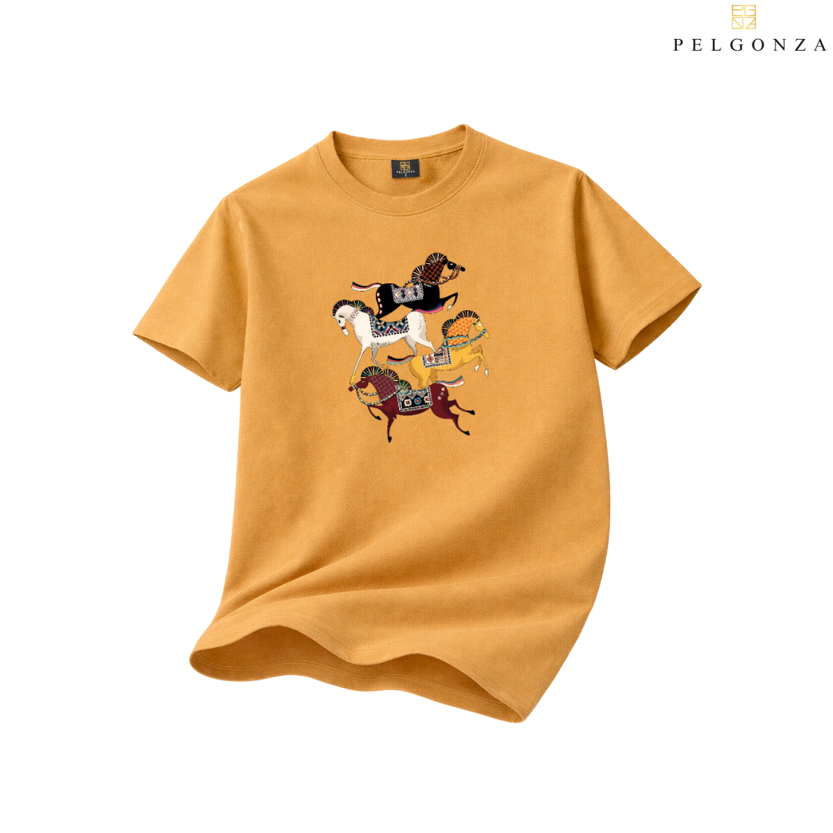 PELGONZA Unisex | 4 Horse – Korean Inspired Cotton T-Shirt, Soft & Trendy Casual Fit