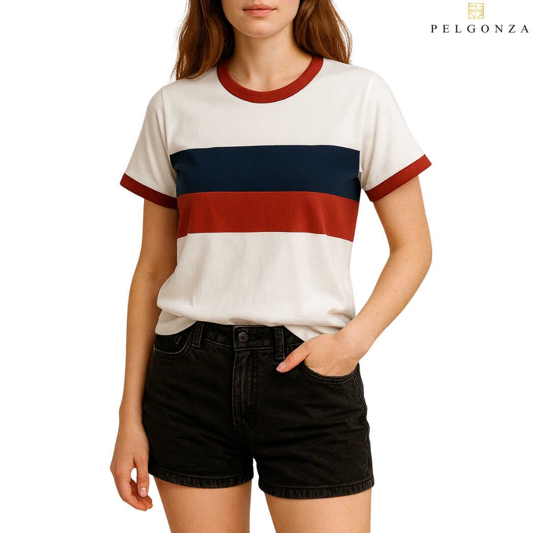 PELGONZA Unisex Color Block Tee – Korean Inspired Cotton T-Shirt, Soft & Trendy Stylish Casual Fit