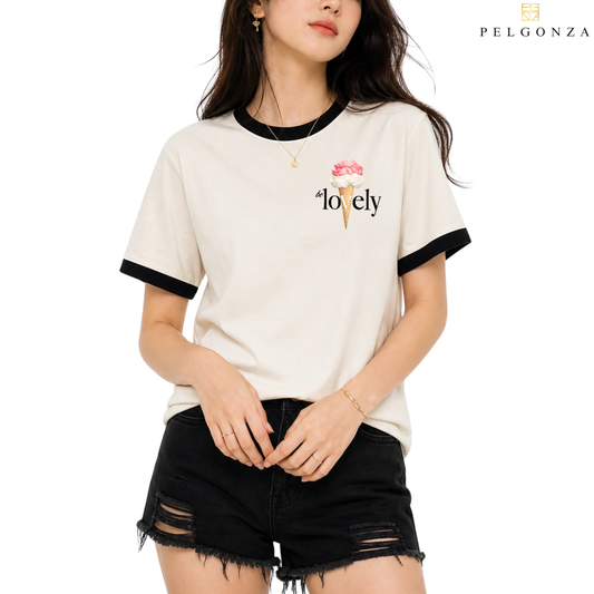 PELGONZA Unisex | Lovely Ice Cream |Off White| – Korean Inspired Cotton T-Shirt, Soft & Trendy Stylish