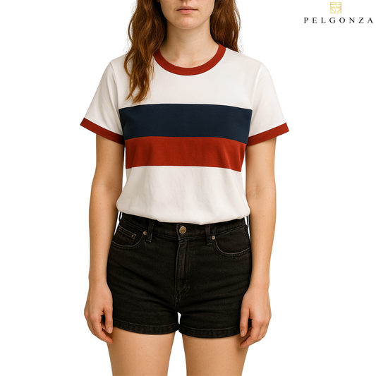 PELGONZA Unisex Color Block Tee – Korean Inspired Cotton T-Shirt, Soft & Trendy Stylish Casual Fit