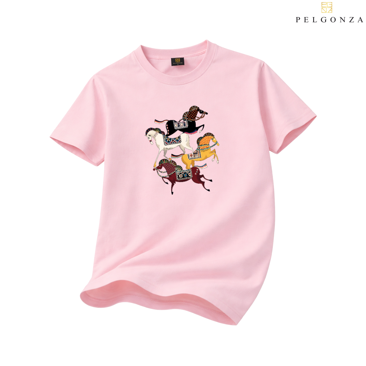 PELGONZA Unisex | 4 Horse – Korean Inspired Cotton T-Shirt, Soft & Trendy Casual Fit