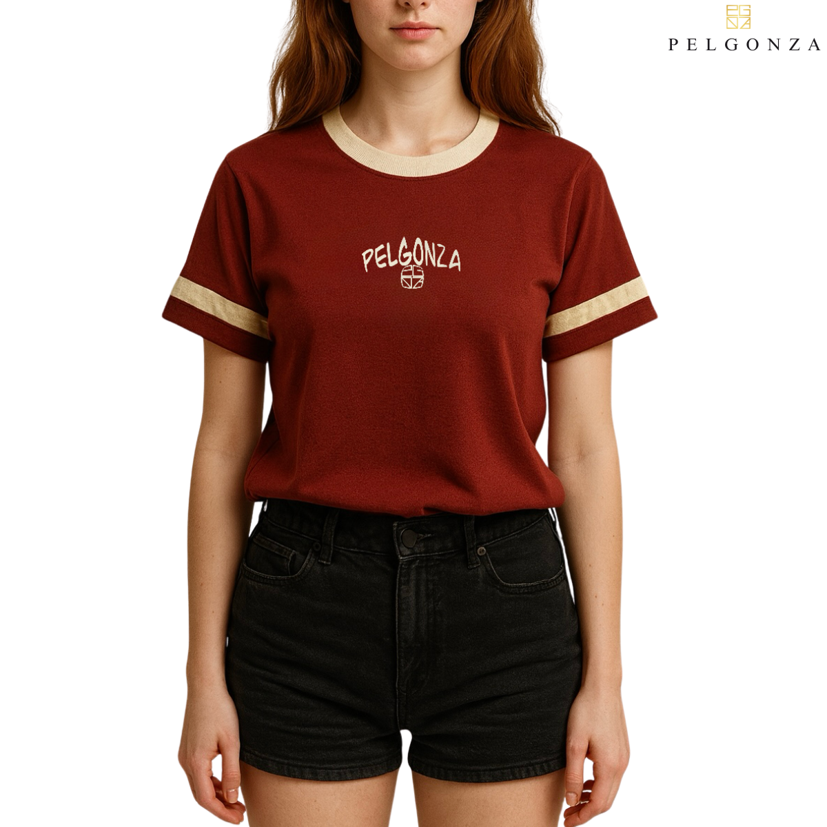 PELGONZA Unisex Reddish Maroon/Navy Blue Color Block Tee – Korean Inspired Cotton T-Shirt, Soft & Trendy Stylish Casual Fit