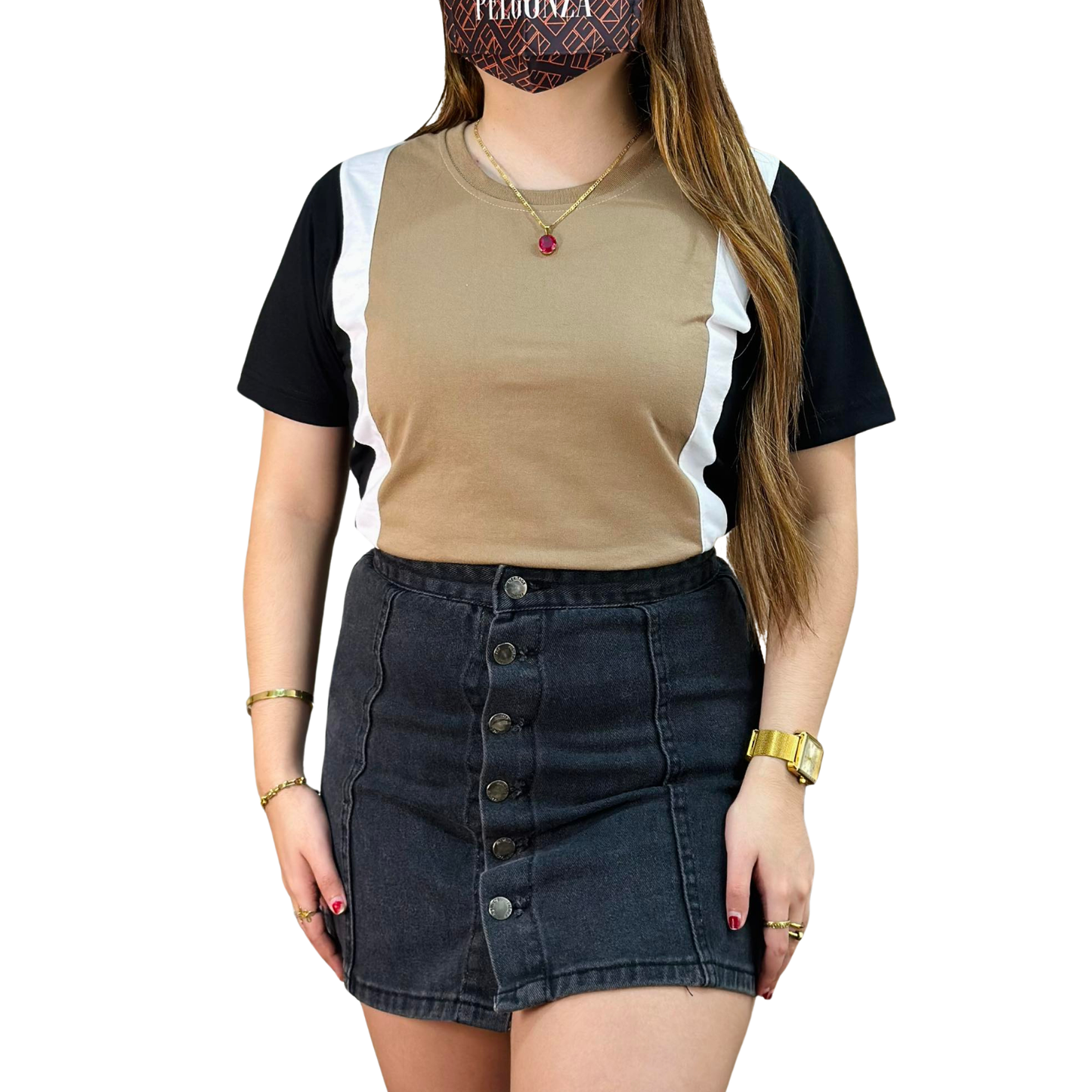 Cadenza by Pelgonza – Premium Unisex Cotton T-Shirt | Modern Brown & Black Color Block | Trendy & Comfortable