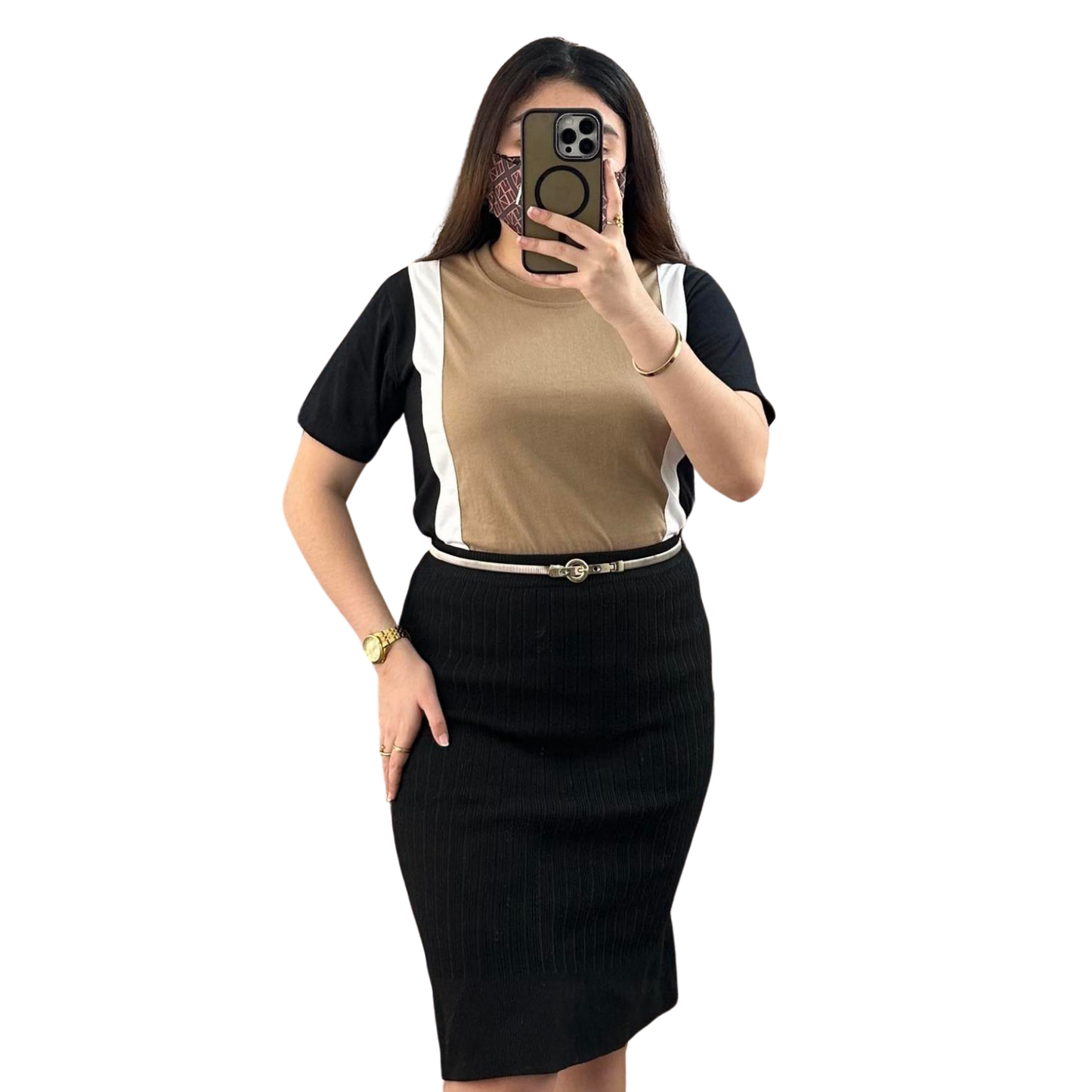 Cadenza by Pelgonza – Premium Unisex Cotton T-Shirt | Modern Brown & Black Color Block | Trendy & Comfortable