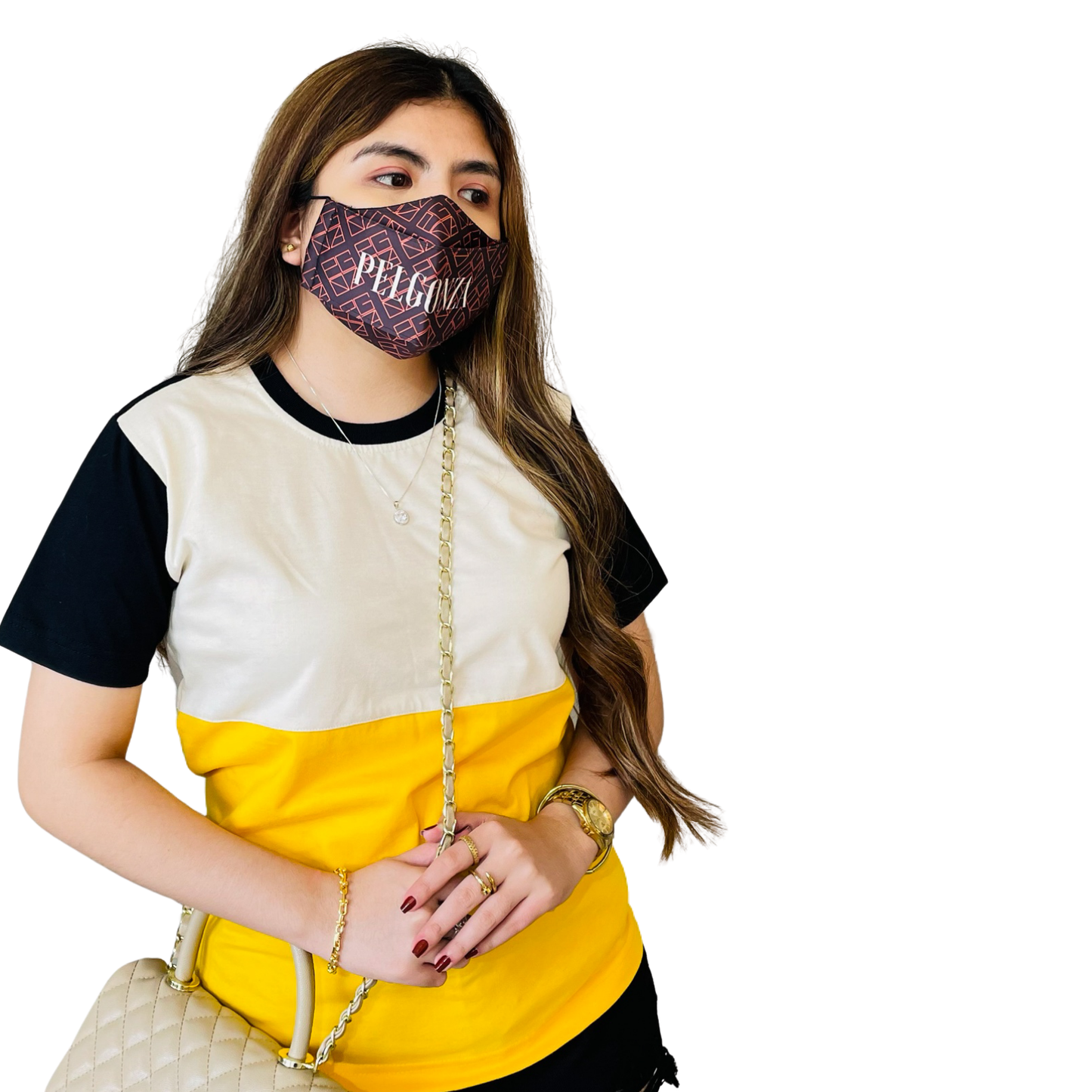 Solterra by Pelgonza – Unisex Color-Block Cotton T-Shirt | Black, White & Yellow | Stylish & Comfortable