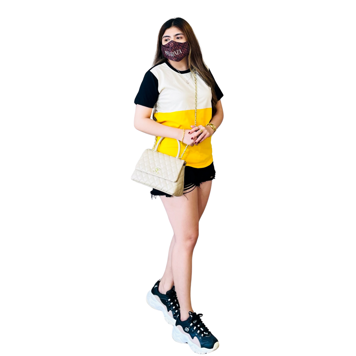 Solterra by Pelgonza – Unisex Color-Block Cotton T-Shirt | Black, White & Yellow | Stylish & Comfortable