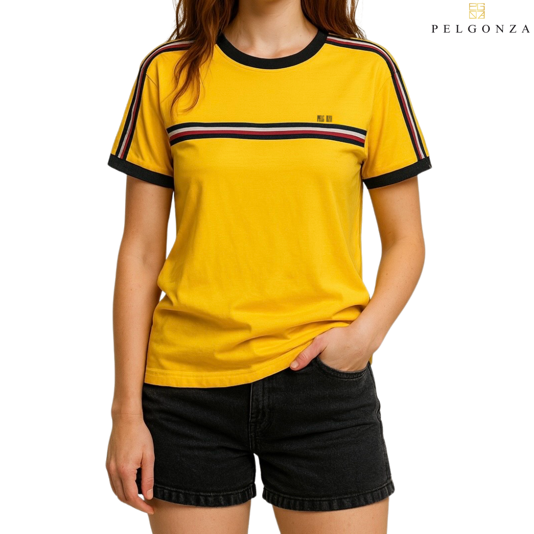 PELGONZA Unisex Ringer T-Shirt | Cotton Crewneck Casual Top for Men & Women | Retro Korean Streetwear Tee | Short Sleeve Comfortable Everyday Shirt | Sizes S-3XL | White, Yellow, Green, Black Color Block Style