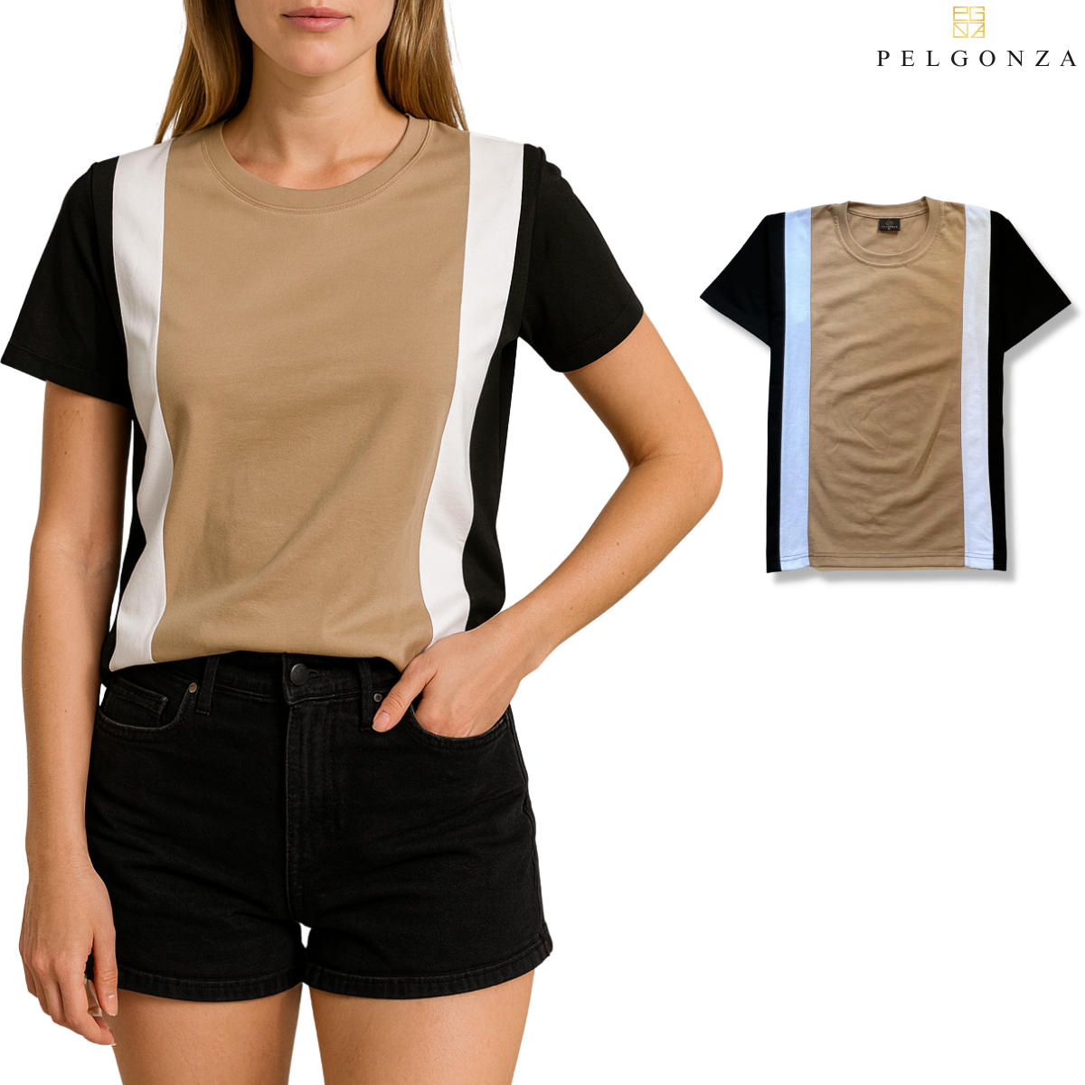 Cadenza by Pelgonza – Premium Unisex Cotton T-Shirt | Modern Brown & Black Color Block | Trendy & Comfortable