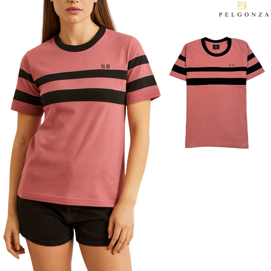 Pelgonza Elegant Old rose , stripe t-shirt