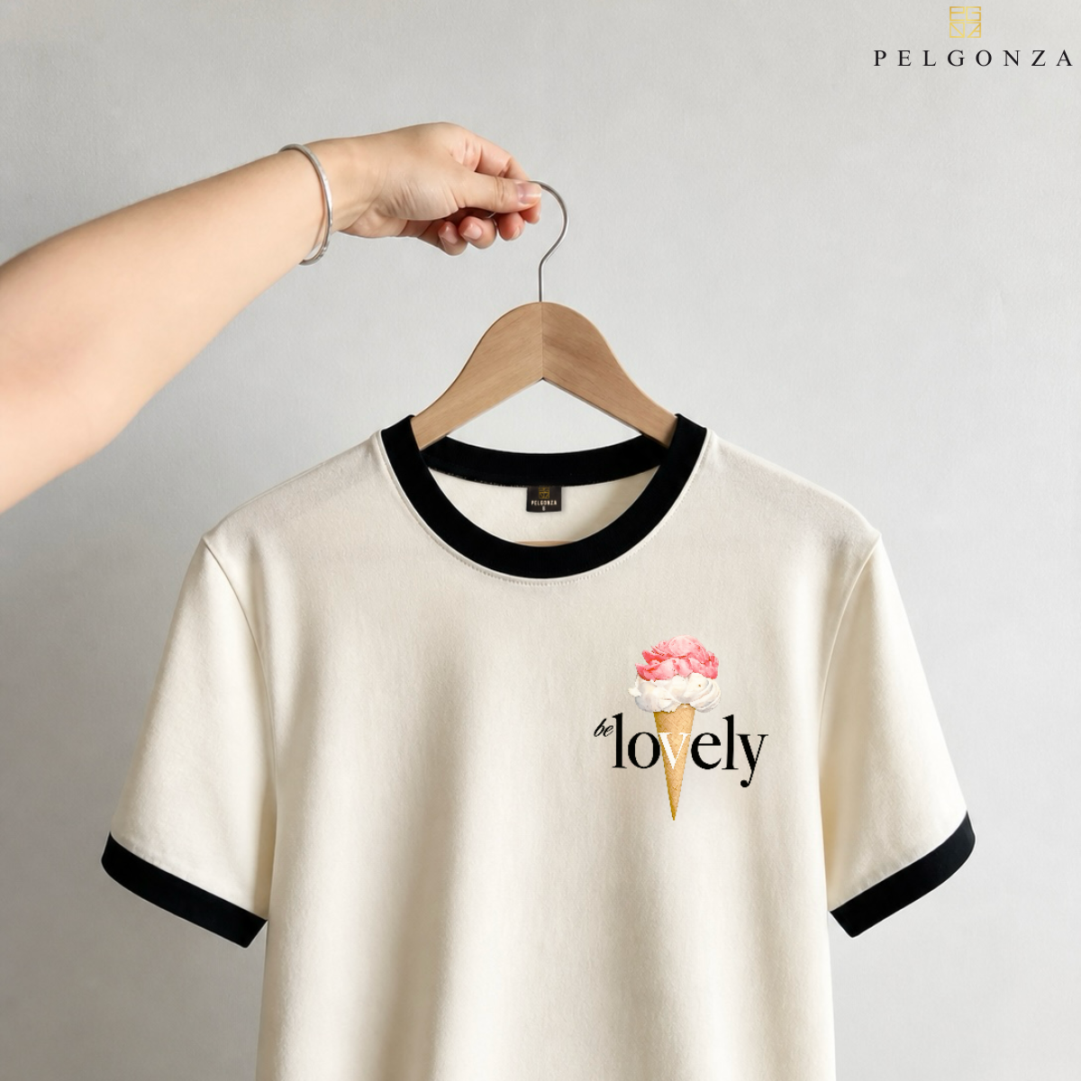 PELGONZA Unisex | Lovely Ice Cream |Off White| – Korean Inspired Cotton T-Shirt, Soft & Trendy Stylish