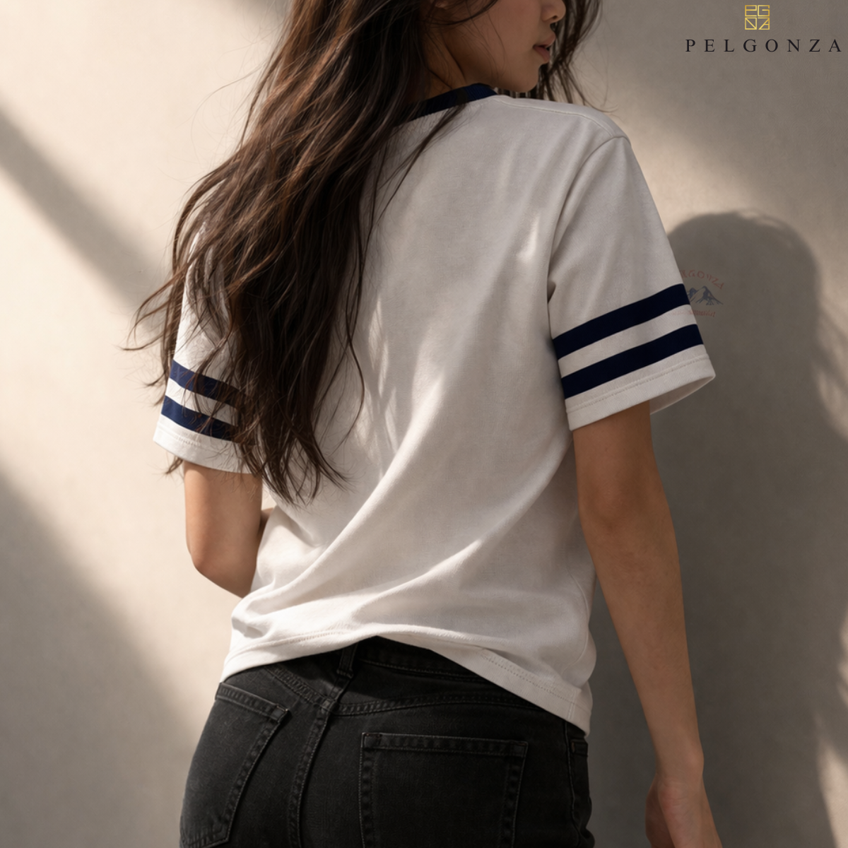 Pelgonza Unisex | White, Navy | Cotton Sporty T-Shirt Casual Korean Style Top S–3XL
