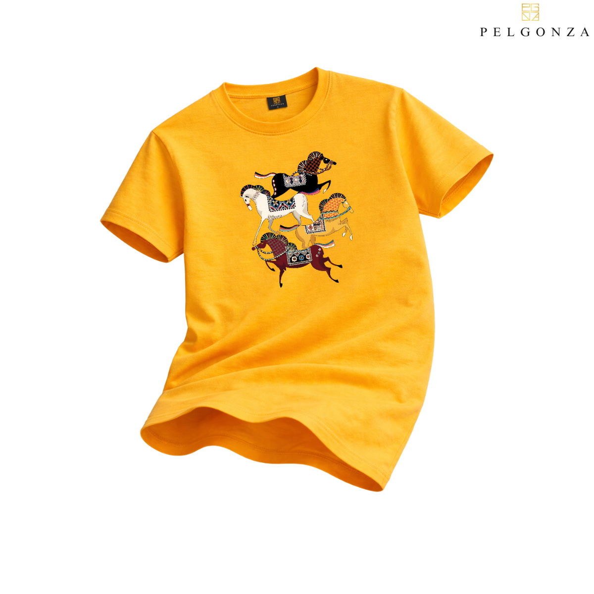PELGONZA Unisex | 4 Horse – Korean Inspired Cotton T-Shirt, Soft & Trendy Casual Fit