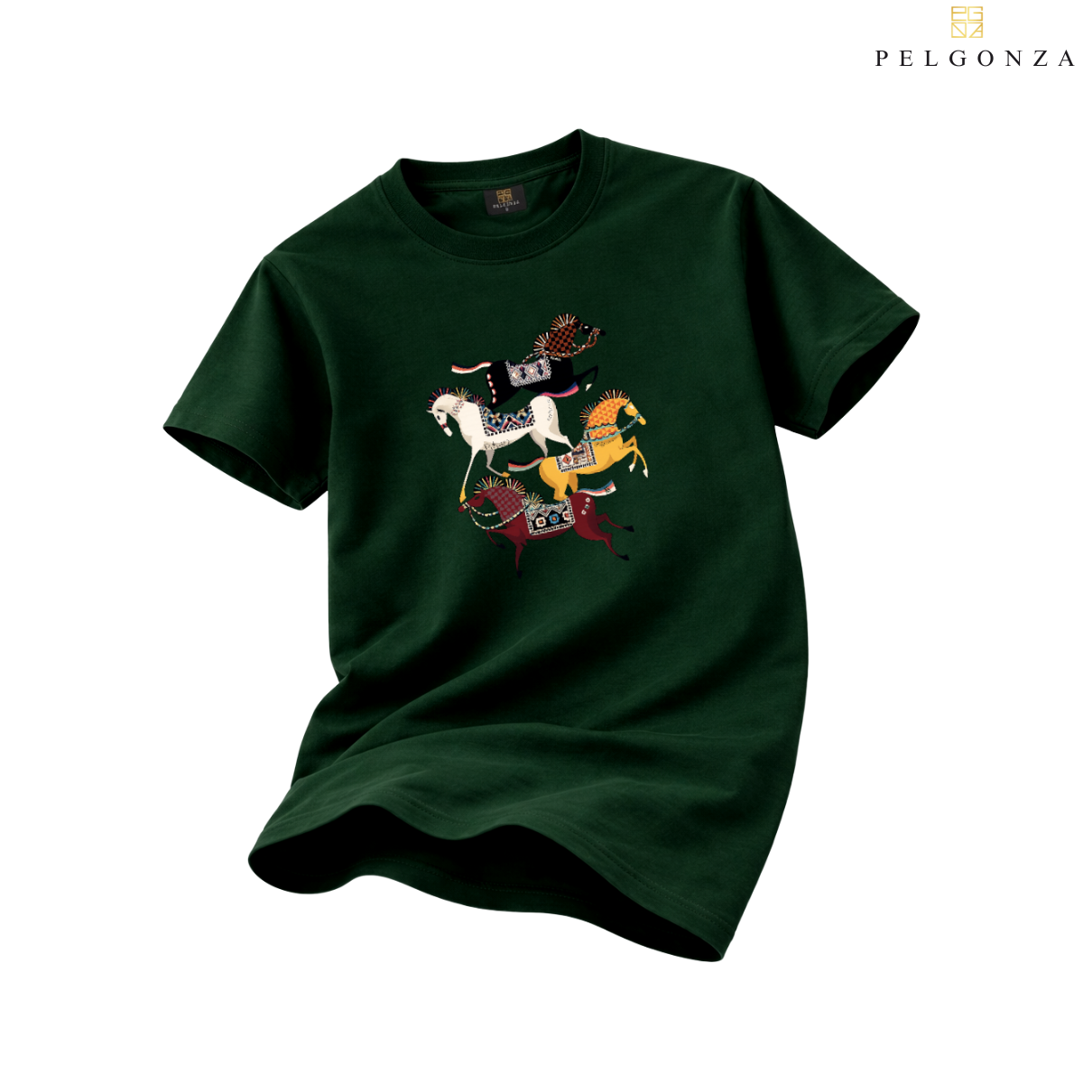 PELGONZA Unisex | 4 Horse – Korean Inspired Cotton T-Shirt, Soft & Trendy Casual Fit